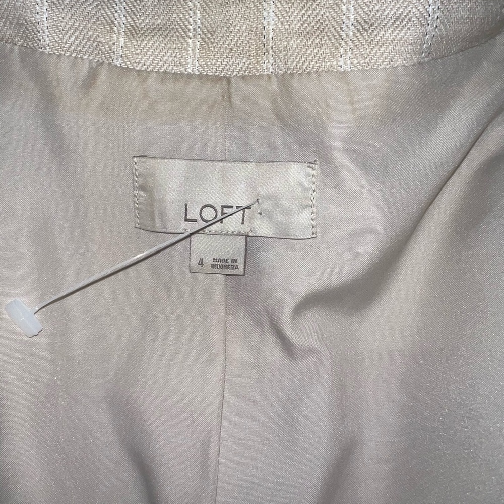 LOFT Cream Striped Single-Button Blazer - Picture 4 of 4